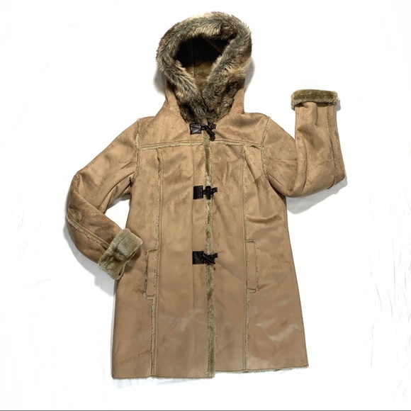 Chadwicks Jackets & Blazers - Chadwicks Hooded Faux Fur, Suede Coat Medium